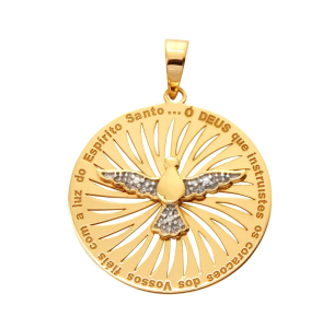 Pingente Espirito Santo com Diamante Ouro 18k