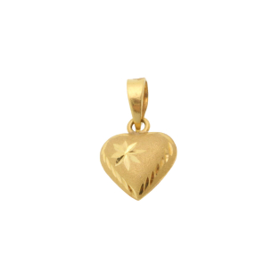 Pingente Coração Diamantado e Fosco Pequeno Ouro 18k