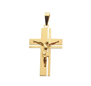 Pingente Crucifixo Detalhe Fosco Ouro 18k