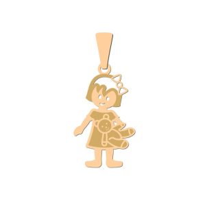 Pingente Menina com Ursinho Ouro 18k