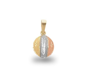 Pingente Oval Tricolor Diamantado Ouro 18k