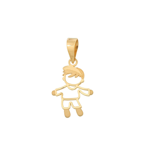 Pingente Menino Boné com Detalhe Fosco Ouro 18k