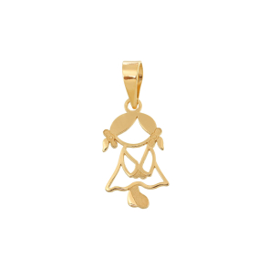 Pingente Menina Laço com Detalhe Fosco Ouro 18k