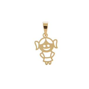 Pingente Menina Vazado Ouro 18k