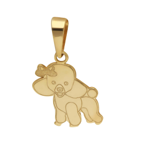 Pingente Pet Poodle com Lacinho Ouro 18k