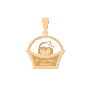 Pingente Cestinha Minha Neta Amada Ouro 18k