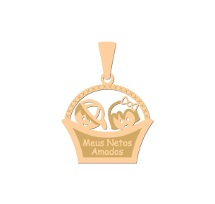 Pingente Cestinha Meus Netos Amados Ouro 18k