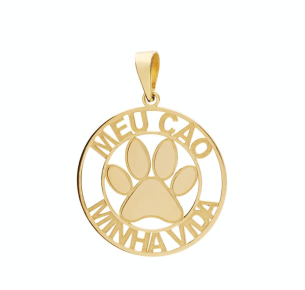 Pingente Pet Meu Cão Minha Vida Ouro 18k