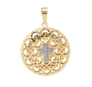 Pingente Mandala Cruz de Diamante Ouro 18k