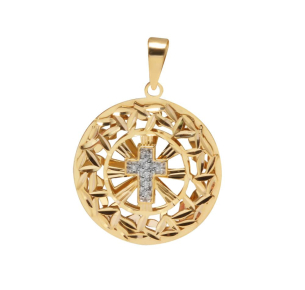 Pingente Mandala com Cruz de Diamantes Ouro 18k