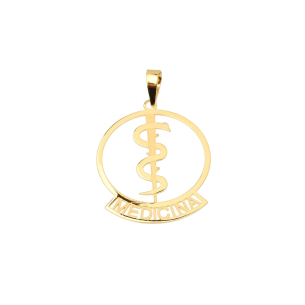 Pingente Medicina Escrito Ouro 18k
