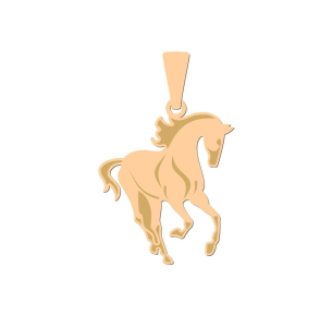 Pingente Cavalo Liso com Fosco Ouro 18k