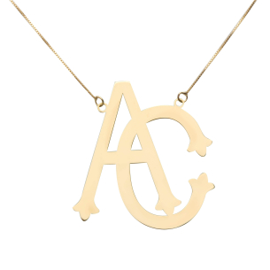 Gargantilha Monograma Personalizado com Duas Letras Ouro 18k
