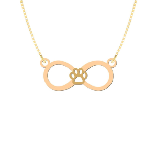 Gargantilha Pet Infinito com Patinha Ouro 18k
