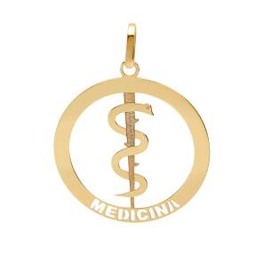 Pingente Profissão Medicina Redondo Ouro 18k