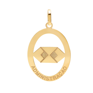 Pingente Profissão Administração Oval Ouro 18k