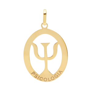Pingente Profissão Psicologia Oval Ouro 18k