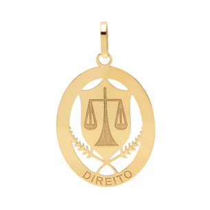 Pingente Profissão Direito Oval Ouro 18k