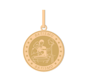 Pingente Placa Batismo Ouro 18k