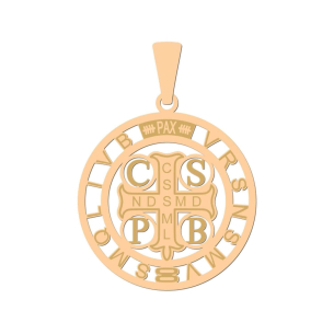 Pingente São Bento com Detalhes Fosco Grande Ouro 18k