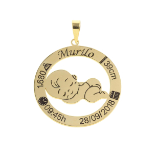 Pingente Menino Nascimento Personalizado Ouro 18k