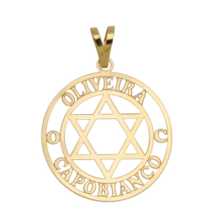 Pingente Estrela de Davi Personalizado Dois 2cm Ouro 18k
