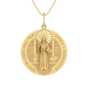 Pingente São Bento Medalha Pequeno Ouro 18k