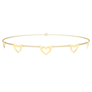 Choker Bailarina Corações Ouro 18k