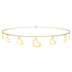 Choker Bailarina Corações Pendurados Ouro 18k