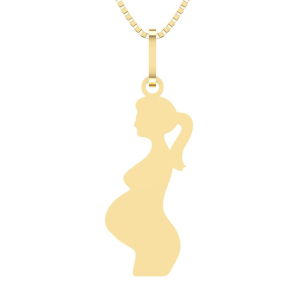 Pingente Gestante Liso Ouro 18k