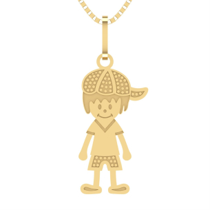 Pingente Menino Detalhes Fosco Ouro 18k