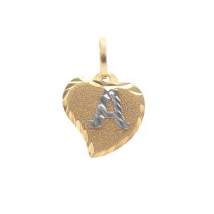 Pingente Coração com Letra Ouro 18k