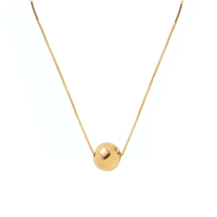 Gargantilha 1 Bola Lisa 5mm 45cm Com Ajuste em 40cm Ouro 18k