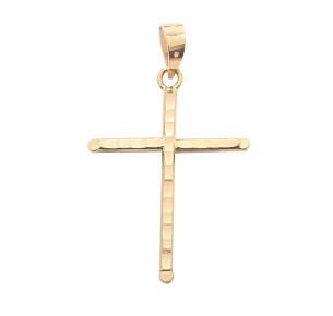 Pingente Cruz 14mm x 20mm Diamantada Ouro 18k