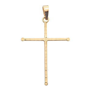Pingente Cruz 17mm x 24mm Diamantada Ouro 18k