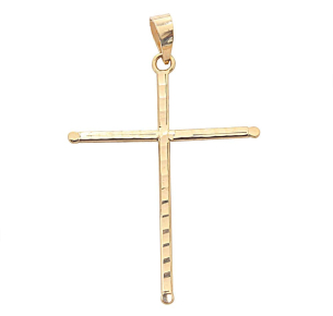 Pingente Cruz 30mm x 24mm Diamantada Ouro 18k