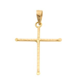 Pingente Cruz 15mm x 20mm Diamantada Ouro 18k