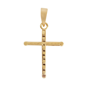 Pingente Cruz 17mm x 25mm Diamantada Ouro 18k