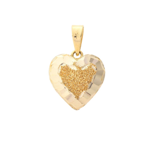Pingente Coração Diamantado e Martelado Ouro 18k