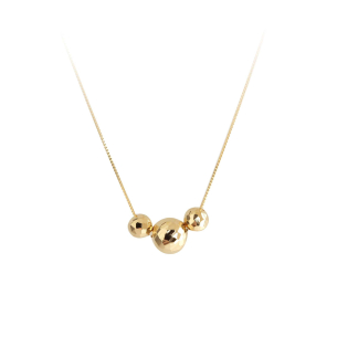 Gargantilha Três Bolas 5mm Diamantada 45cm Com Ajuste em 40cm Ouro 18k