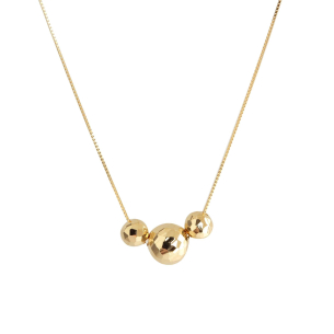 Gargantilha Três Bolas Diamantada Ouro 18k