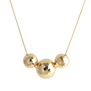 Gargantilha Três Bolas 9mm Diamantada Ouro 18k