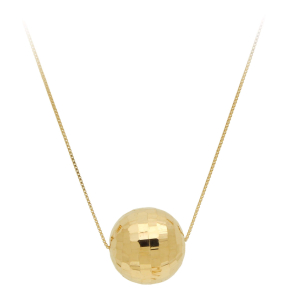 Gargantilha Bola Diamantada 12mm Ouro 18k