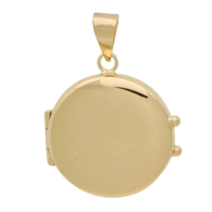 Pingente Relicário Redondo Liso Ouro 18k