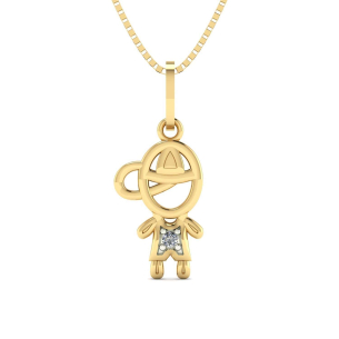 Pingente Menino com Pedra de Zircônia Ouro 18k