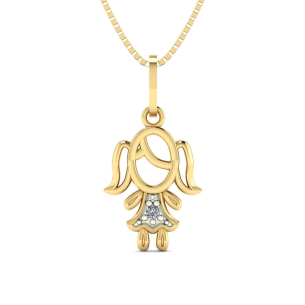Pingente Menina com Pedra de Zircônia Ouro 18k