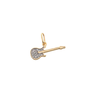 Pingente Guitarra com Diamante Ouro 18k