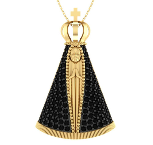 Pingente Nossa Senhora Aparecida Grande Ouro 18k