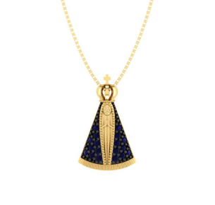 Pingente Nossa Senhora Aparecida 18 Zircônias Pequeno Ouro 18k