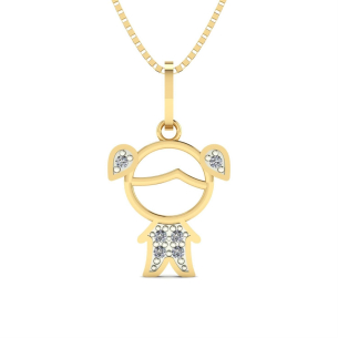 Pingente Menina com Zircônias Ouro 18k